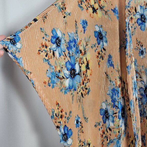 Frumos Women's Made in USA Open Long Kimono Floral Pattern Pleated Texture Sz 2x - Picture 6 of 14